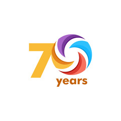 70 Year Anniversary Rainbow Vector Template Design Illustration