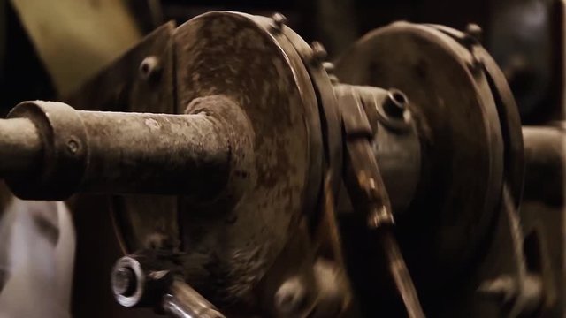 Old Machinery in a Factory. Fast Motion.