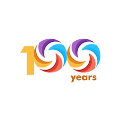 100 Year Anniversary Rainbow Vector Template Design Illustration