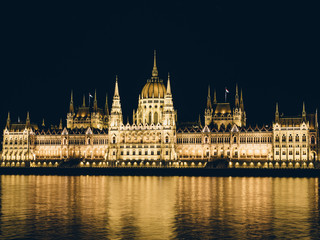 Fototapeta na wymiar Hungarian Parliament Building at night, long exposure, 
