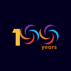 100 Year Anniversary Rainbow Vector Template Design Illustration