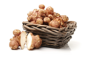 Jerusalem artichoke on white background 
