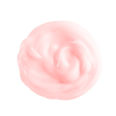 Cosmetic cream texture. Pink face cream, lotion, moisturizer smear isolated on white background.