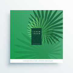 green leaves card design background