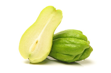 Chayote on white background 