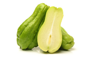 Chayote on white background 