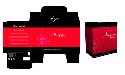 Packaging design, perfume luxury box design template and mockup box. Illustration vector.