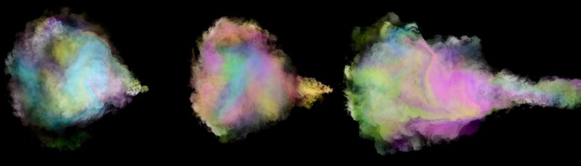 Unicorn farts multicolor on isolated black background