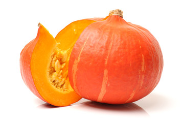 Orange pumpkin on white background 