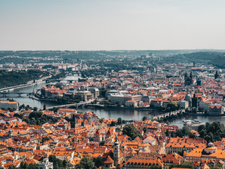Fototapeta na wymiar Charles Bridge and the old town in Prague from Petřín Lookout Tower
