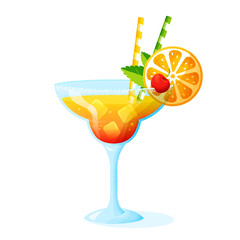 Summer cocktail isolated on white background. Vector.