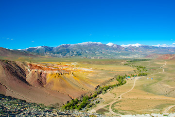 Mars mountains, the name of colored mountain protrusions in the mountains of Kyzyl-Chin. Altai,...