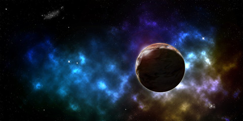 Obraz na płótnie Canvas 宇宙空間の星雲と惑星