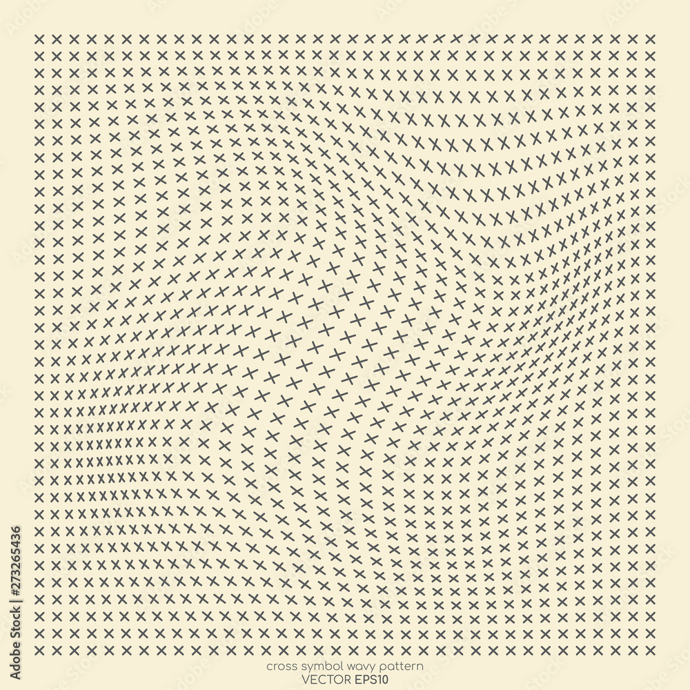 Poster halftone waves pattern of crossing plus symbol old white background