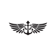 Anchor wings logo design vector template