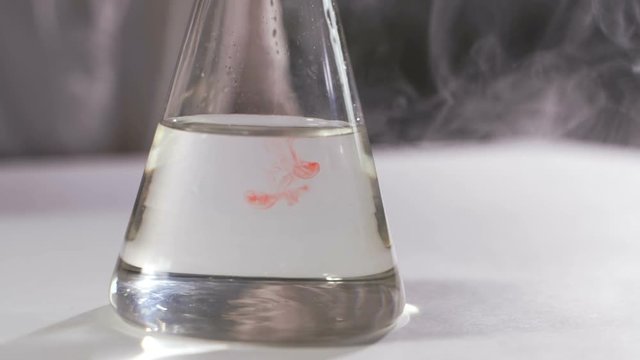 Colored Beautiful Chemical Reaction In Flask.