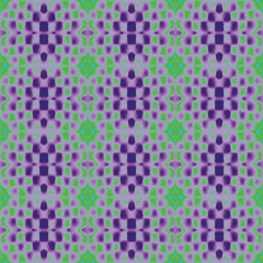 Seamless endless repeating bright ornament of multi-colored geometric shapes.