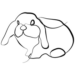Rabbit one line drawing. Creative Hare single line Art Vector Illustration