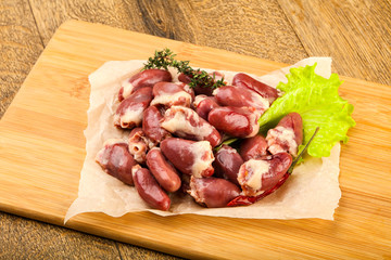 Raw chicken hearts