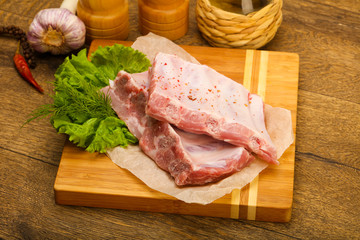 Raw pork ribs