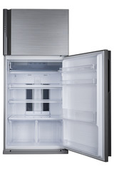 Refrigerator Isolated on White Background. Modern Kitchen and Domestic Major Appliances
