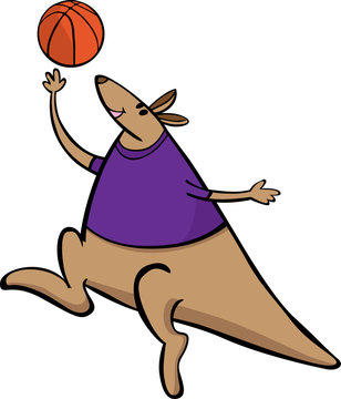 Vector kangaroo basketball sport mascot cartoon illustration. Suitable for logo and posters.