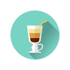 Cocktail glass icon in flat design style