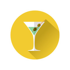 Cocktail glass icon in flat design style