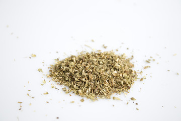 Dried origan isolated in a white background
