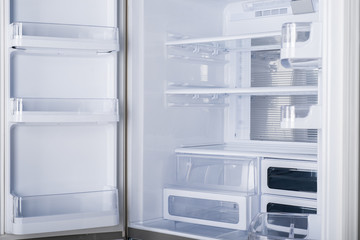 Refrigerator Isolated on White Background. Modern Kitchen and Domestic Major Appliances