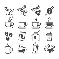 Set of coffee icon isolated. Modern outline on white background