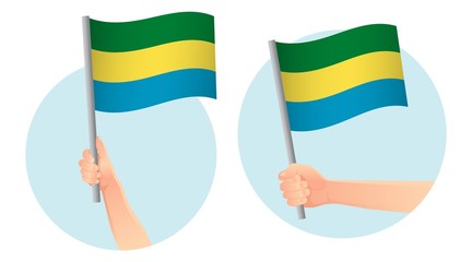 Gabon flag in hand icon