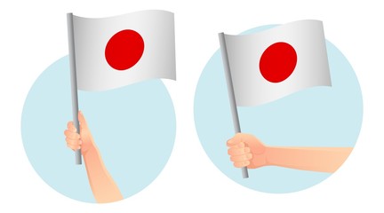 Japan flag in hand icon