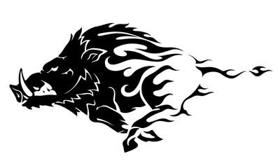 Wild Boar Flame, Abstract Illustration