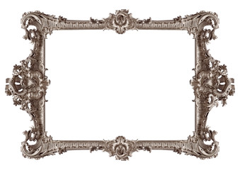 Silver frame for paintings, mirrors or photo isolated on white background
