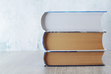 A stack of books with copy space
