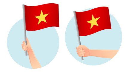 Vietnam flag in hand icon
