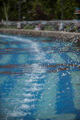 Water fountain on a sunny day at Union Square in Bucharest City