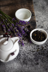 Tea set with lavender
