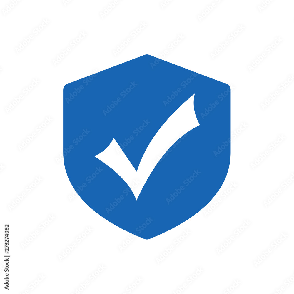 Aufkleber security with check mark icon vector illustration. protect scurity symbol. shield logo design templa
