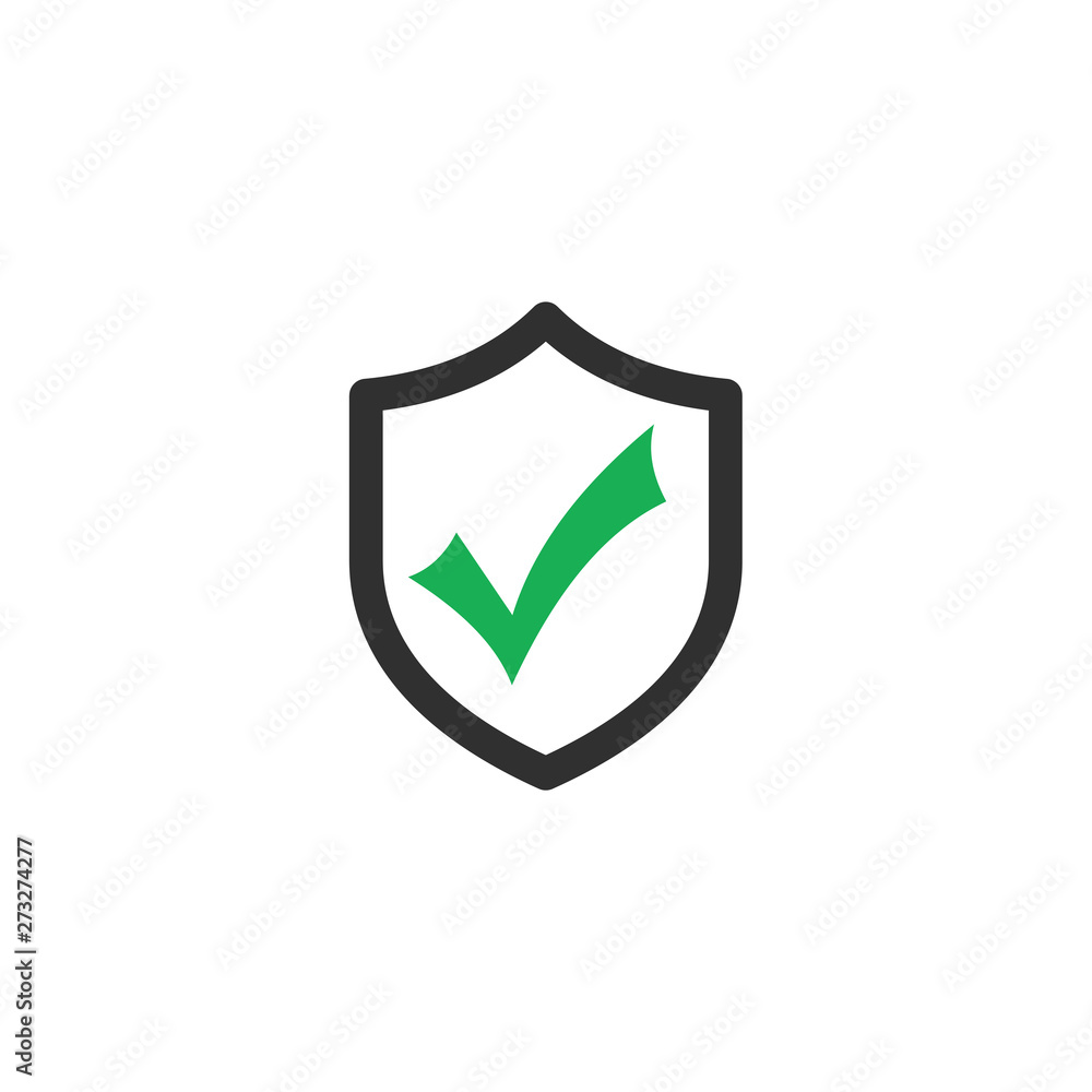 Aufkleber security with check mark icon vector illustration. protect scurity symbol. shield logo design templa