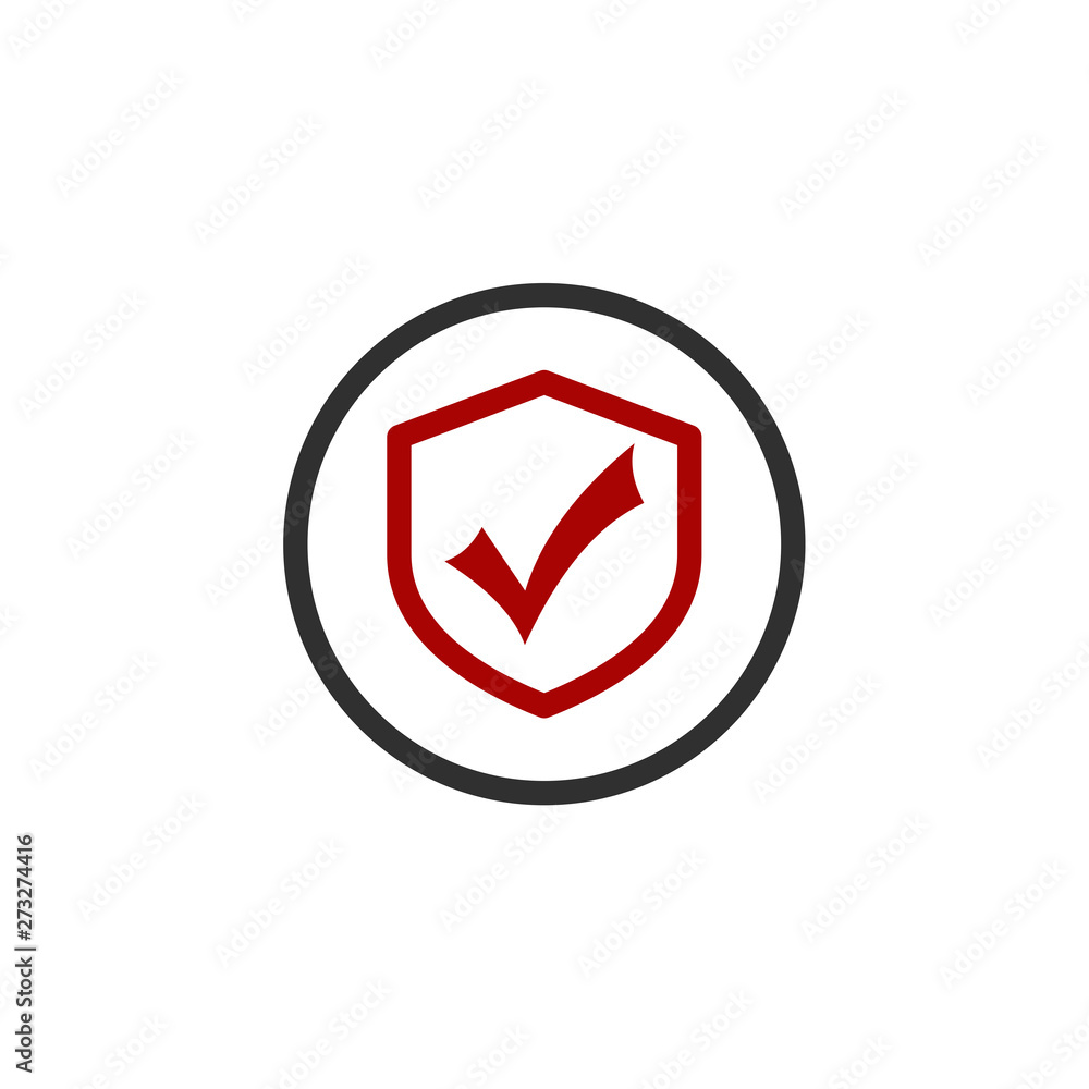 Aufkleber Security with check mark icon vector illustration. Protect scurity symbol. Shield logo design template