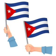 Cuba flag in hand icon