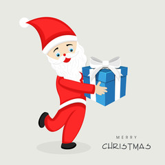 Santa Claus with gift box for Merry Christmas celebration.
