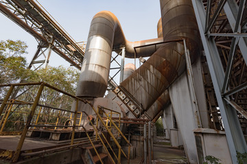 tubes in an abandoned factory