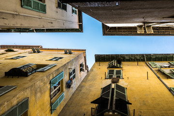 bottom-up view on houses in nice