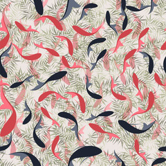 pattern. seamless. red fish. Chinese painting
