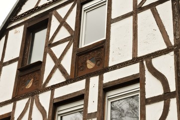 Windows of an half-timbered house (Moselkern, Germany, Europe)