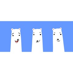  illustration. Without background. Different facial expressions. Set. Polar bear with different facial expressions. Funny bears.