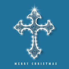 Merry Christmas celebration with shiny cross.